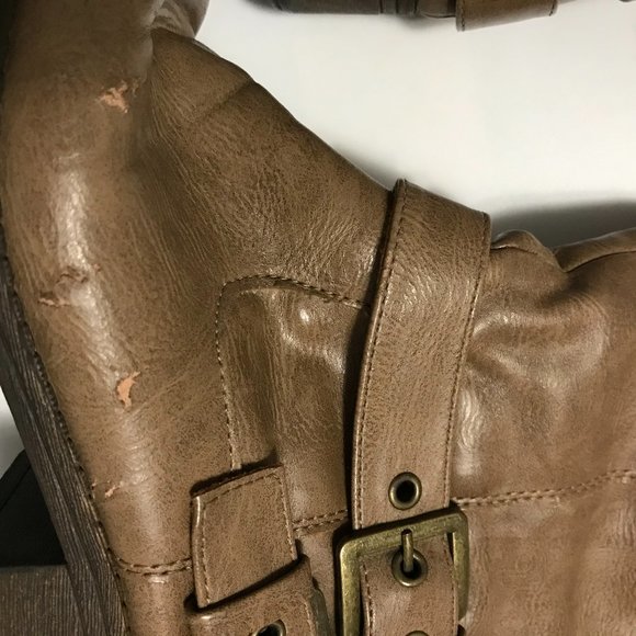 Kohl's Shoes Kohls Tan Zip Faux Leather Buckle Boots 8 Poshmark